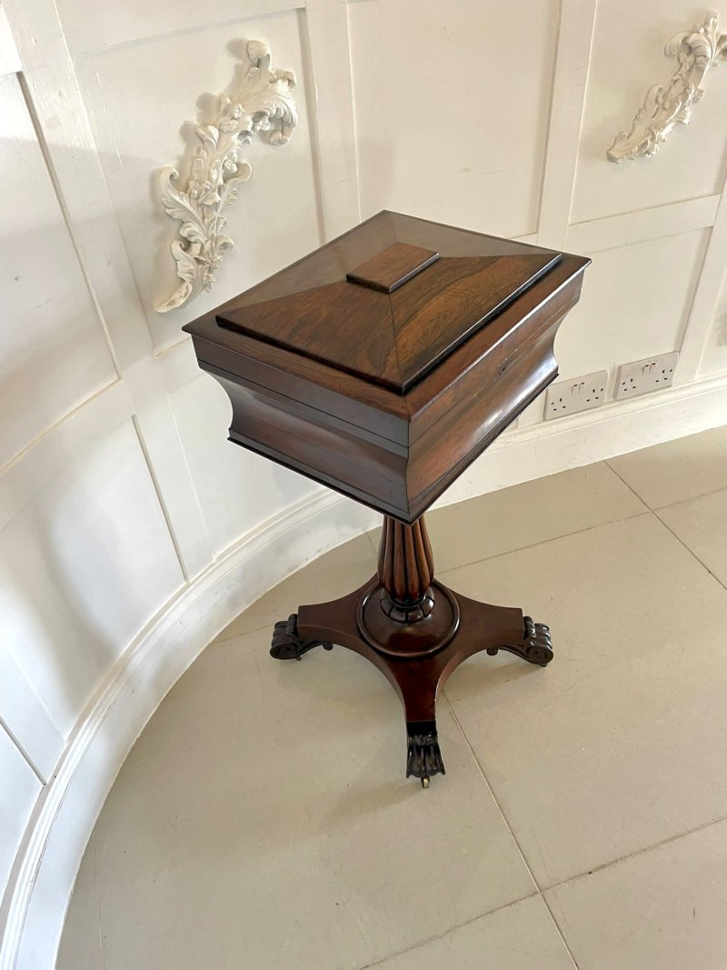 Antique Victorian Quality Rosewood Teapoy - Image 4